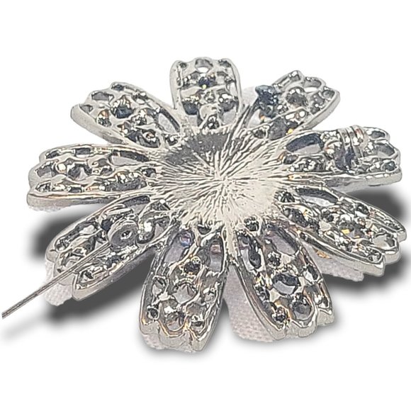 Vintage Reproduction Purple Stone Floral Cushion Brooch - Picture 5 of 5